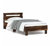 Juroupi Estructura de Cama cabecero Luces LED Base de Cama Estructura Cama cabeceros Cama Roble Ahumado 90x200 cm - 838719