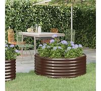 Juroupi Jardinera arriate Acero Recubrimiento Polvo marrón 100x100x36cm Raised Garden Bed jardineras Exterior jardineras huerto Urbano