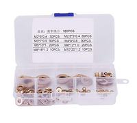 Juroupi Juego Surtido de Arandelas Planas de Latón, 180 Piezas, con Caja M2/M2.5/M3/M4/M5/M6/M8/M10