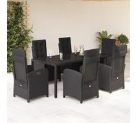 Juroupi Set de Comedor de jardín 7 pzas y Cojines Muebles de terraza Exterior Conjunto Mesa y sillas Jardin ratán sintético Negro - 3212460