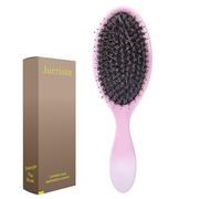 Jurrissa Cepillo de pelo de cerdas de jabalí para mujeres y hombres, cepillo desenredante para alisar el masaje, añade brillo, nailon y cerdas de jabalí, cepillo desenredante para cabello saludable (1