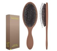 Jurrissa Cepillo de pelo de cerdas de jabalí para mujeres y hombres, cepillo desenredante para alisar, masajear, añadir brillo, nailon y cerdas de jabalí, cepillo desenredante para un cabello