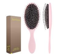 Jurrissa Cepillo de pelo de cerdas de jabalí para mujeres y hombres, cepillo desenredante para alisar, masajear, añadir brillo, nailon y cerdas de jabalí, cepillo desenredante para un cabello