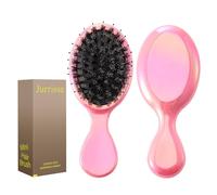 Jurrissa Mini cepillo desenredante para mujeres, hombres y niños, tamaño de viaje, portátil, para bolsillos, monederos, nailon y cerdas de jabalí, cepillo de paleta pequeño para suave, añade brillo