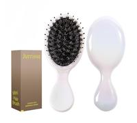 Jurrissa Mini cepillo desenredante para mujeres, hombres y niños, tamaño de viaje, portátil, para bolsillos, monederos, nailon y cerdas de jabalí, cepillo de paleta pequeño para suave, añade brillo