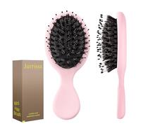 Jurrissa Mini cepillo desenredante para mujeres, hombres y niños, tamaño de viaje, portátil, para bolsillos, monederos, nailon y cerdas de jabalí, cepillo de paleta pequeño para suave, añade brillo