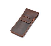 Jurxy Estuche de cuero para bolígrafos, hecho a mano, para múltiples bolígrafos, funda protectora de piel de caballo loco, grande, color marrón