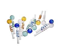 Jusalpha 10 Uds. 10 cm en forma de S tubos de vidrio curvados quemadores de aceite con equilibrador colorido tubos de agua para fumar