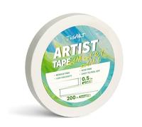 JusArt Cinta adhesiva papel de acuarela, 1/2 pulgada de ancho, 200 pies de largo, cinta blanca para enmascarar, enmarcar, dibujar y pintar, libre de ácido, de baja adherencia