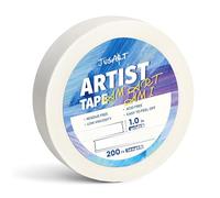 JusArt Cinta adhesiva para papel de acuarela, 2,5 cm de ancho, 61 m de largo, cinta blanca para enmascarar, enmarcar y pintar, libre de ácido, de baja adherencia