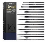 JusArt Juego de 16 pinceles para pintar detalles, pinceles miniatura para modelos, acrílico, óleo, acuarela, pinceles profesionales para detalles finos para adultos y pintores de miniaturas