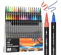 JusArt Rotuladores de doble punta de 36 colores, rotuladores para colorear, bolígrafos de pintura premium para madera, lienzo, huevo, piedra, tela, rocas, metal, vidrio, cerámica, manualidades