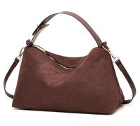 Jusavie Bolsos de gamuza holgados para mujer, con diseño de media luna, bolso de hombro cruzado para teléfono, bolso de mano de moda con asa superior, Un café, Small
