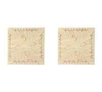 Jushenpoer 2X Apliques de Madera Natural Calcomanias de Talla de Cuadrada Molduras de Madera Decorativas para Puerta del Gabinete Artesania de Decoracion de Muebles 10X10cm
