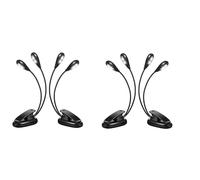 Jushenpoer 4 Uds Soporte de Música Clip de Luz En Luces LED para Libros Luces de Lectura de Doble Brazo para Libros En la Cama Clip Ajustable de 360 Grados