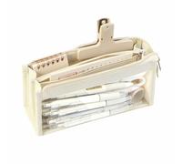 JUSHZ Estuche Escolar 3 Compartimentos Escolares Adolescentes Pequeño Tres Cremalleras Niña Niño Bolsa De Papelería Vertical Alta Capacidad Transparente (White,215X75X100mm)
