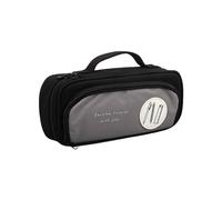 JUSHZ Estuche Escolar Compartimentos Estuches Negro Adolescentes Pequeño Cremalleras Niña PortableAlta Capacidad Multicapa Alumno Lavable (Black,23x10cm)