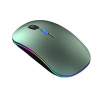 JUSHZ Raton Inalambrico Raton Ordenador Ratón Mouse Ratones Gaming Pc Bluetooth Recargable 2,4 GHz Conecta Y Reproduce Seguimiento óptico Ruedas De Goma Antideslizantes Integradas (108x50x20mm,Green)