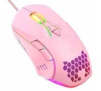JUSHZ Raton Ordenador Ratón óptico con Cable Mouse Ratones Gaming Pc USB Programables Desplazamiento En 4 Direcciones Táctil Ligero Portátil Programación De Macros 7 Botones (12.5x7.6x4.1cm,Pink 1)