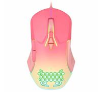 JUSHZ Raton Ordenador Ratón óptico con Cable Mouse Ratones Gaming Pc USB Programables Desplazamiento En 4 Direcciones Táctil Ligero Portátil Programación De Macros 7 Botones (12.5x7.6x4.1cm,Pink 2)