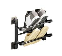 JUSHZ Zapatero Entrada Recibidor Mueble Armario para Guardar Zapatos Zapateras Estrecho con Baldas Exterior Extensible Perchero De Pared para Zapatillas Sin Perforar Barra (Black,30x12x25.8cm)