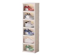 JUSHZ Zapatero Entrada Recibidor Mueble Zapatero Armario para Guardar Zapatos Modular Zapateras Alto para Calzado De Tallas Grandes Plegable Plástico Ahorra Espacio (White,35.5×26.5×127 cm)