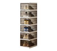 JUSHZ Zapatero Entrada Recibidor Mueble Zapatero Armario para Guardar Zapatos Modular Zapateras Estrecho Exterior Alto Interior Puerta Transparente Plegable Plástico (Gray,26×35×105.5cm)