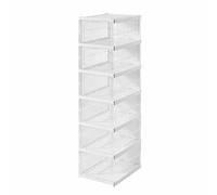 JUSHZ Zapatero Entrada Recibidor Mueble Zapatero Armario para Guardar Zapatos Modular Zapateras Estrecho Exterior Alto Interior Puerta Transparente Plegable Plástico (Transparent,26×35×105.5cm)