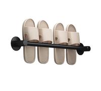 JUSHZ Zapatero Entrada Recibidor Mueble Zapatero Armario para Guardar Zapatos Zapateras Blanco Estrecho Perchero De Aluminio para Zapatillas Montado En La Pared del Baño (24x64cm,Black)