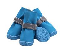 JUSHZ Zapatos Perro Botas para Perros Botas Perro Nieve Pequeño Antideslizantes Mediano Impermeable 4Piezas 4Pcs para Mascotas Patucos Escarpines Botas De Lluvia Productos (3,Blue)
