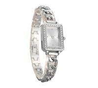 JUSKAQZYI 2pcs Women's Square Bracelet Watch Stainless Steel Band Quartz Rhinestones Adjustable Wristwatch is a Luxury Gift for Women(Silver)