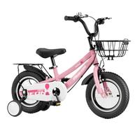 JUSKAQZYI Bicicletas Infantiles Bicicleta con Cesta for niños de 2 a 12 años, de 12 a 18 Pulgadas, con Ruedas de Entrenamiento y Pedales, for niño y niña, Bicicleta(Pink1,14inch)