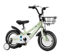 JUSKAQZYI Bicicletas Infantiles Bicicleta con Cesta for niños de 2 a 12 años, de 12 a 18 Pulgadas, con Ruedas de Entrenamiento y Pedales, for niño y niña, Bicicleta(Groen,14inch)