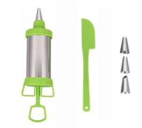 JUSKAQZYI boquillas Manga Pistola for Decorar Pasteles, Kit for Decorar Pasteles con 4 boquillas de Acero Inoxidable y una espátula, Kit for Decorar Cupcakes. Acero