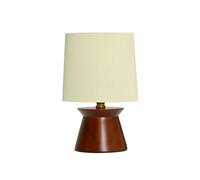 JUSKAQZYI Chinese Vintage Wooden Base Bedside Table Lamp French Modern Farmhouse Desk Lamp Living Room Bedroom Lighting Fixture