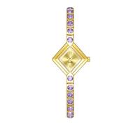 JUSKAQZYI Digital Reloj Exquisito Reloj de Cuarzo Ligero de Lujo con Pulsera de Color Diamante, Esfera Cuadrada Informal, es un Regalo de Moda for Mujeres. Deportivo Reloj(Gold Purple)
