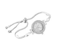 JUSKAQZYI Digital Reloj Reloj analógico de Cuarzo Sencillo for Mujer, con Pulsera de Diamantes, de Vestir, de Oro Rosa Deportivo Reloj(Silver)