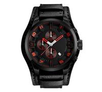 JUSKAQZYI Digital Reloj Reloj de Cuarzo for Negocios, Resistente al Agua, Deportivo, multifunción, Ancho, de Cuero, Resistente al Agua, Ideal for Regalo de Hombre. Deportivo Reloj(Black with Red)