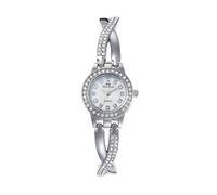 JUSKAQZYI Digital Reloj Reloj de Lujo de 28 mm for Mujer con Caja engastada de Piedras, Reloj de Pulsera Informal de Moda for Mujer, Regalo for niña Deportivo Reloj(Silver)