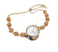 JUSKAQZYI Digital Reloj Reloj De Pulsera De Perlas For Mujer, Analógico, De Cuarzo, con Brillantes Diamantes, Pulsera De Reloj For Mujer, Chica, Estudiante. Deportivo Reloj(Bruin)