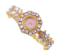 JUSKAQZYI Digital Reloj Reloj de Pulsera Dorado de Cuarzo for Mujer, con Forma de Flor y Estuche con Piedras engastadas, Regalo for Mujer. Deportivo Reloj(Rose)
