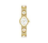 JUSKAQZYI Digital Reloj Reloj de Pulsera Resistente al Agua Aurora con Conchas Naturales de Colores, Reloj Redondo de Cuarzo, Ideal for Novia y Esposa, Deportivo Reloj(Gold White)