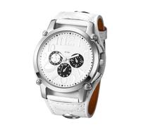 JUSKAQZYI Digital Reloj Reloj de Pulsera Steampunk de Cuarzo y Cuero for Hombre, con Esfera Grande y Redonda, puño Ancho, excelente Regalo for cumpleaños y Festivales. Deportivo Reloj(Weiß)