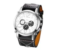 JUSKAQZYI Digital Reloj Reloj de Pulsera Steampunk de Cuarzo y Cuero for Hombre, con Esfera Grande y Redonda, puño Ancho, excelente Regalo for cumpleaños y Festivales. Deportivo Reloj(Black White)