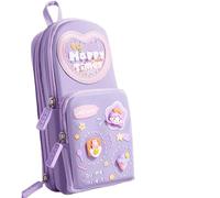 JUSKAQZYI Estuche Escolar Estuche Escolar único y estético con Forma de Mochila for niños, Organizador de papelería de Gran Capacidad con Cremalleras for la Escuela y la Oficina. Cuero(Girl Purple)