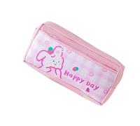 JUSKAQZYI Estuche Escolar Estuche for lápices con diseño de Conejo y Panda, de Gran Capacidad, Ideal for Oficina, Campus y Viajes. Cuero(Rose)