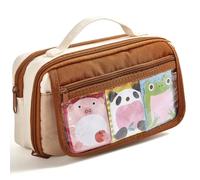 JUSKAQZYI Estuche Escolar Estuche for lápices for niños, Colorido, con asa y Cremallera Suave, Caja de crayones for organizar útiles Escolares. Cuero(Brown Beige)