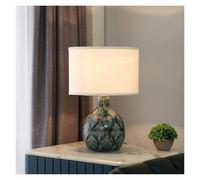 JUSKAQZYI Lámpara de mesita de Noche de cerámica, Estilo rústico con Motivos tallados, Ideal for Sala de Estar, Dormitorio, casa o mesita de Noche.