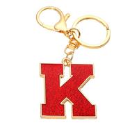 JUSKAQZYI Llavero de metal con 5 letras y colgante de gota de aceite, ideal for teléfonos móviles, mochilas, carteras y llaves, color rojo.(P)
