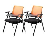 JUSKAQZYI Madera 2pcs Folding Desk Chair Padded Space Saving Metal Frame Rectangular Compact Foldable Chair For Meetings Training School Ligera(Oranje)